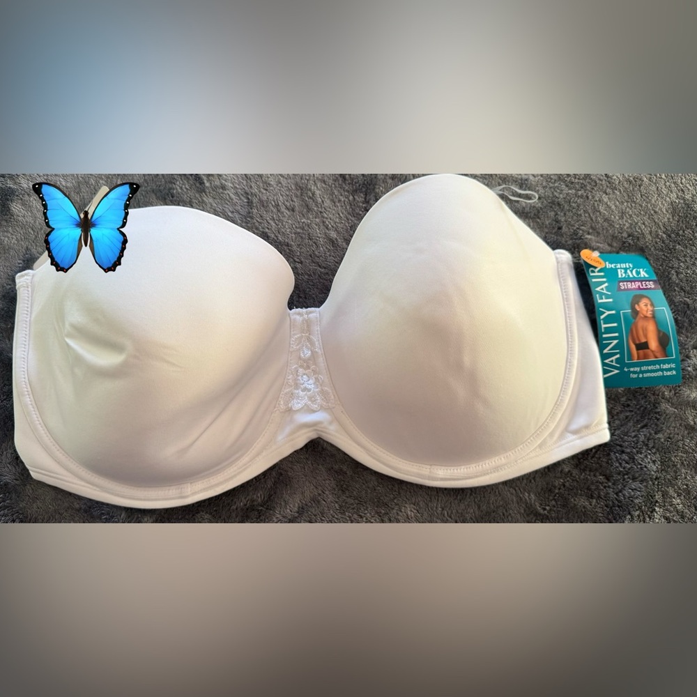 Vanity Fair White Strapless/Strap Bra - 42DD